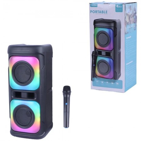 Караоке тонколона GTS-2359 с безжичен микрофон, 2 × 4", 12 W, RGB, Bluetooth