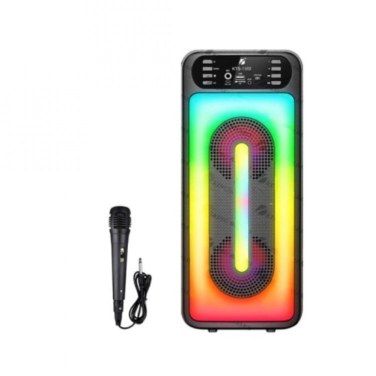 KTS-1555 Караоке тонколона – 2×4” говорителя + микрофон, LED, FM, Bluetooth KTS-1555 Караоке тонколона – 2×4” говорителя + микрофон, LED, FM, Bluetooth