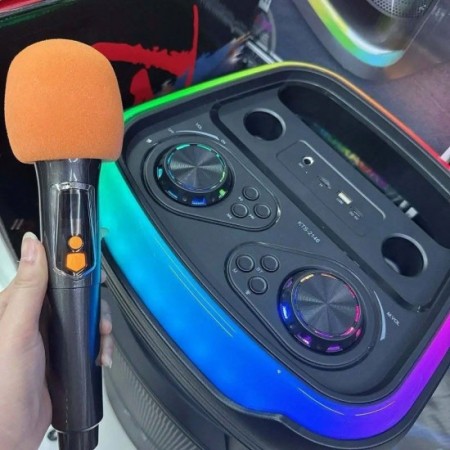 Караоке тонколона Brodu BTS-2147 с 2 говорителя по 12", 300 W PMPO, безжичен микрофон, RGB светлини, Bluetooth 5.0 и TWS Караоке тонколона Brodu BTS-2147 с 2 говорителя по 12", 300 W PMPO, безжичен микрофон, RGB светлини, Bluetooth 5.0 и TWS