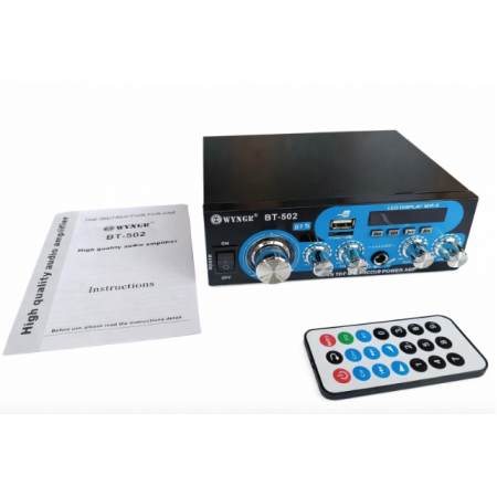Домашен блутут аудио усилвател BT-502 - USB,FM,TFT,BLT, 2x30W, 220VAC Домашен блутут аудио усилвател BT-502 - USB,FM,TFT,BLT, 2x30W, 220VAC