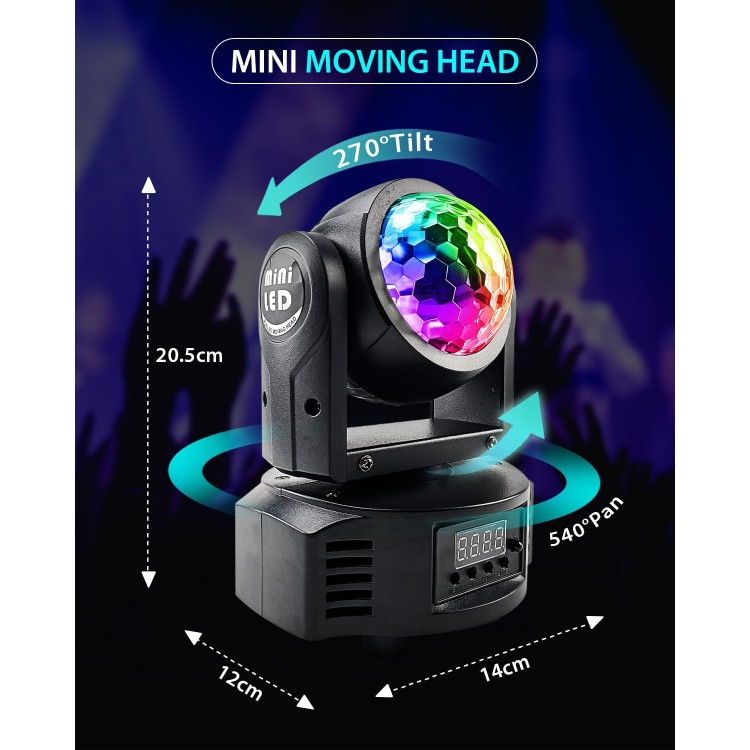 Двустранен диско прожектор Moving Head mini с 4 диода Двустранен диско прожектор Moving Head mini с 4 диода
