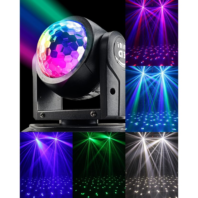 Двустранен диско прожектор Moving Head mini с 4 диода Двустранен диско прожектор Moving Head mini с 4 диода