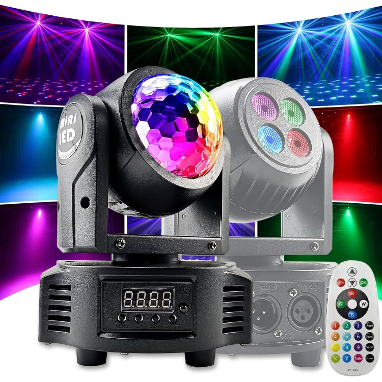 Двустранен диско прожектор Moving Head mini с 4 диода Двустранен диско прожектор Moving Head mini с 4 диода