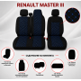 Комплект 2+1 Тапицерия за RENAULT MASTER III 2010-2019 – Текстил, Черна със син шев, 6 части Комплект 2+1 Тапицерия за RENAULT MASTER III 2010-2019 – Текстил, Черна със син шев, 6 части