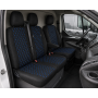Комплект 2+1 Тапицерия за FORD TRANSIT CUSTOM 2009+ – Еко кожа, Черна със син шев, 8 части Комплект 2+1 Тапицерия за FORD TRANSIT CUSTOM 2009+ – Еко кожа, Черна със син шев, 8 части