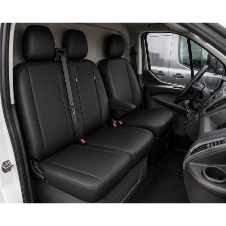 Комплект 2+1 Тапицерия за FORD TRANSIT CUSTOM 2009+ – Еко кожа, Черна, 8 части