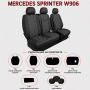 Комплект 2+1 Тапицерия за MERCEDES SPRINTER W906 2006-2018 – Еко кожа, Черна с бял шев, 8 части Комплект 2+1 Тапицерия за MERCEDES SPRINTER W906 2006-2018 – Еко кожа, Черна с бял шев, 8 части