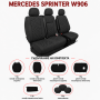 2+1 Текстилна тапицерия за предни седалки за Mercedes Sprinter W906 2006-2018, Черна с черен шев, 8 части