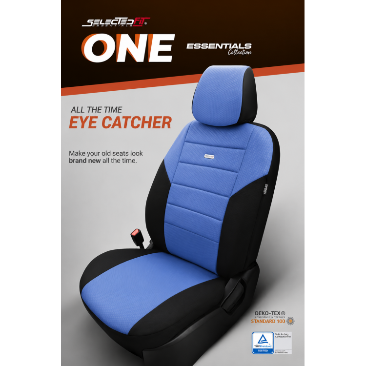 Комплект Тапицерия SelectedFit One Design by OTOM текстил – Черно-Синя, за Предни и Задни Седалки Комплект Тапицерия SelectedFit One Design by OTOM текстил – Черно-Синя, за Предни и Задни Седалки