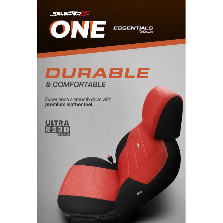 Комплект Тапицерия SelectedFit One Design by OTOM текстил – Черно-Червена, за Предни и Задни Седалки