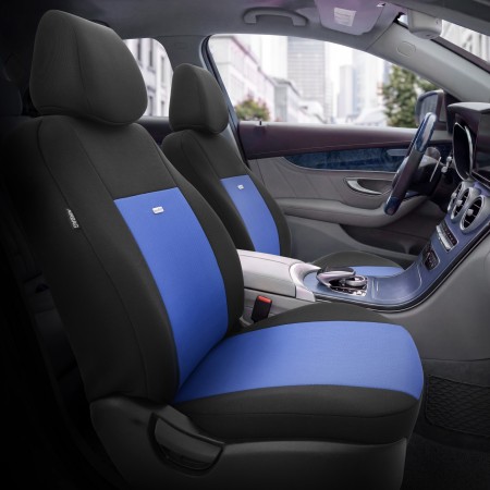 Комплект Тапицерия SelectedFit Flex Design by OTOM текстил – Черно-Синя, за Предни и Задни Седалки