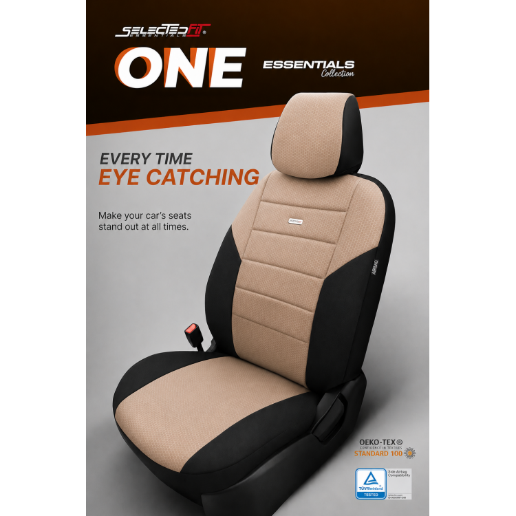 Комплект Тапицерия SelectedFit One Design by OTOM текстил – Черно-Бежова, за Предни и Задни Седалки Комплект Тапицерия SelectedFit One Design by OTOM текстил – Черно-Бежова, за Предни и Задни Седалки