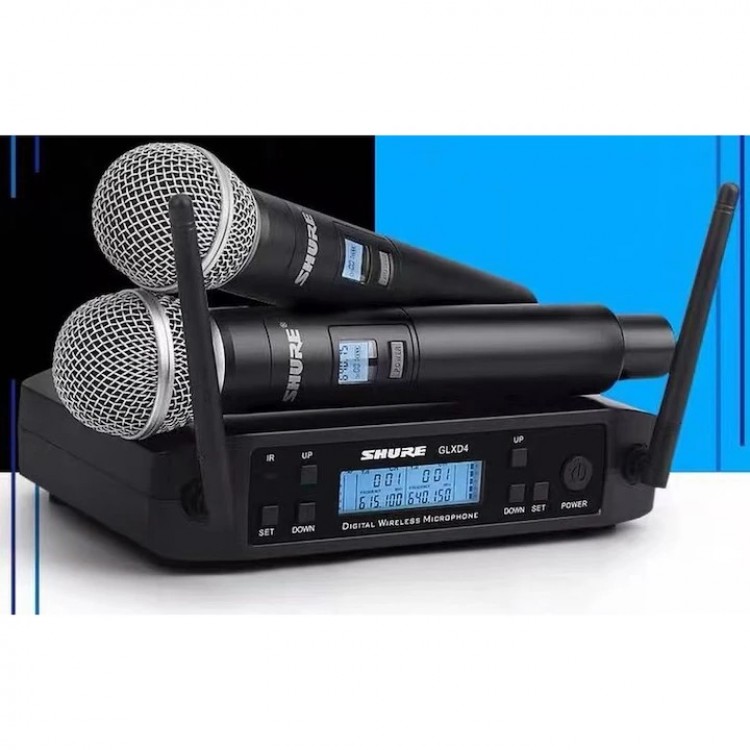 Комплект 2 броя безжични микрофони и UHF приемник с дисплей Shure, GLXD4 Комплект 2 броя безжични микрофони и UHF приемник с дисплей Shure, GLXD4