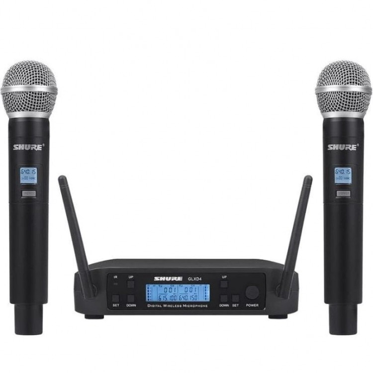 Комплект 2 броя безжични микрофони и UHF приемник с дисплей Shure, GLXD4 Комплект 2 броя безжични микрофони и UHF приемник с дисплей Shure, GLXD4