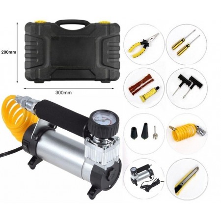 Комплект Пътна помощ - компресор за гуми с маркуч за въздух и инструменти Комплект Пътна помощ - компресор за гуми с маркуч за въздух и инструменти