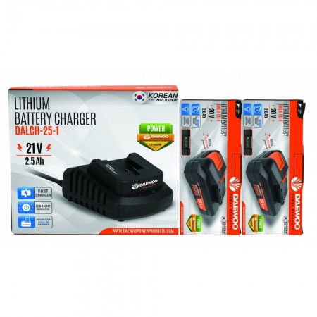 DAEWOO ЗАРЯДНА СТАНЦИЯ + 2 БАТЕРИИ 20V "UNI-BAT" 