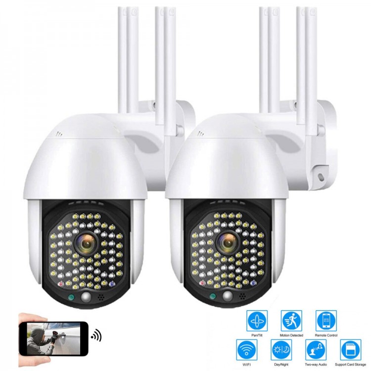 2 БРОЯ ВОДОУСТОЙЧИВА ВЪРТЯЩА КАМЕРА WIFI FULL HD 1080p 68 LED 320° 2 БРОЯ ВОДОУСТОЙЧИВА ВЪРТЯЩА КАМЕРА WIFI FULL HD 1080p 68 LED 320°