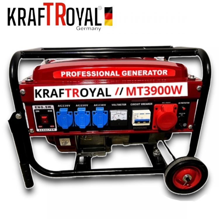 Генератор за Ток 3.5кW KRAFT ROYAL Четиритактов Агрегат Монофазен с Колела
