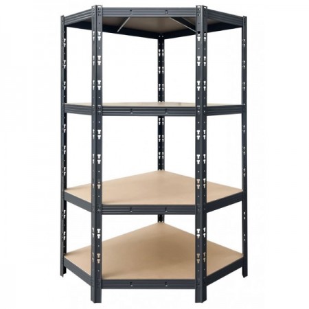 Стелаж метален ъглов Profi Black 1800/900/900/450 4 рафта x400 кг
