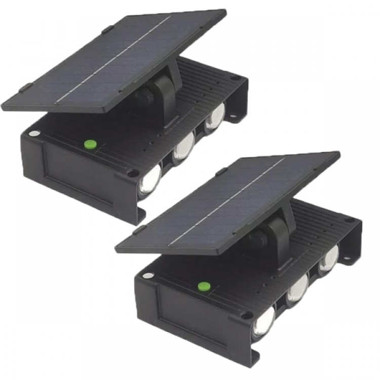 2 Броя соларна стенна лампа с 6 LED панела отгоре 2 Броя соларна стенна лампа с 6 LED панела отгоре