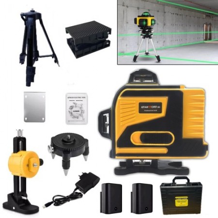 4D лазерен нивелир с 16 линии (четири точков) - със зелен лазер KraftRoyal 4D лазерен нивелир с 16 линии (четири точков) - със зелен лазер KraftRoyal