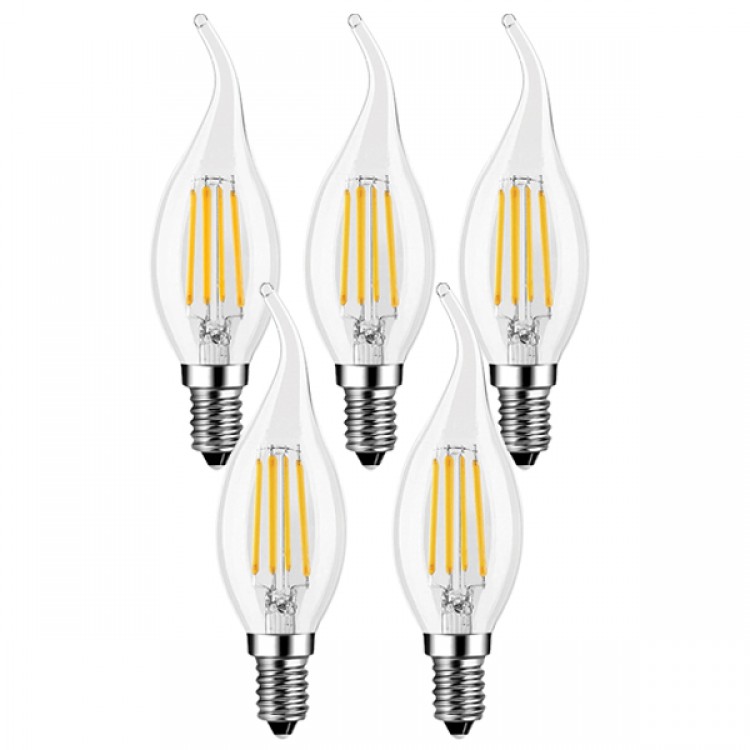 5 БРОЯ ДИМИРУЕМА LED FILAMENT ЛАМПА FLAME 5W E14 2700K 5 БРОЯ ДИМИРУЕМА LED FILAMENT ЛАМПА FLAME 5W E14 2700K
