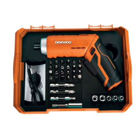 DAEWOO ОТВЕРТКА АКУМУЛАТОРНА LI-ION 3.7V, 33 БР. АКСЕСОАРИ, КУТИЯ DAEWOO ОТВЕРТКА АКУМУЛАТОРНА LI-ION 3.7V, 33 БР. АКСЕСОАРИ, КУТИЯ