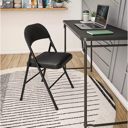 Сгъваем кожен стол със стоманена конструкция Сгъваем кожен стол със стоманена конструкция