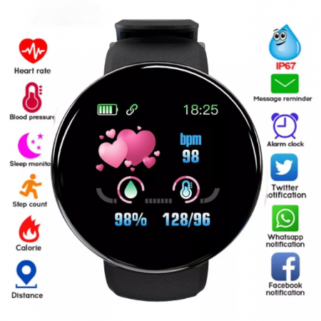 Смарт часовник d18, android, bluetooth, водоустойчив Смарт часовник d18, android, bluetooth, водоустойчив