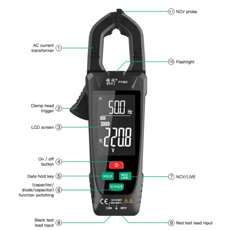 Преносим мултиметър с кламп метър и LCD екран Преносим мултиметър с кламп метър и LCD екран