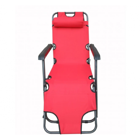 Сгъваем къмпинг T4001 3-позиционен стол с възглавница, 153х60х80см червен Сгъваем къмпинг T4001 3-позиционен стол с възглавница, 153х60х80см червен