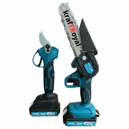 2в1 Акумулаторна Ножица и Верижен трион KrafTRoyal