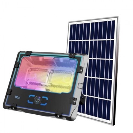 Многоцветен соларен прожектор с отделен панел 600W