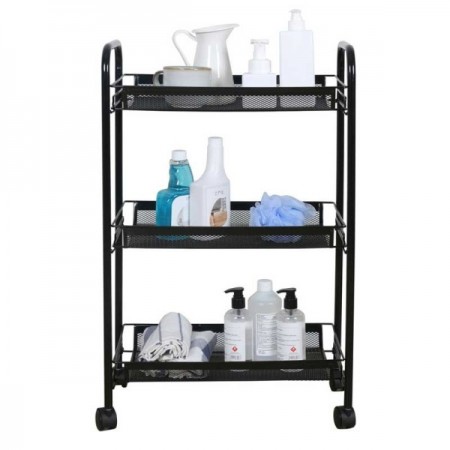 Стелаж на колела Ziel с 3 нива,Черен, 27 x 48 x 63 cм Стелаж на колела Ziel с 3 нива,Черен, 27 x 48 x 63 cм