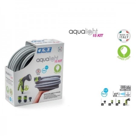 Сет супер лек маркуч 15 м 5/8'' с пистолет 8 функ. Aqualight15kit Сет супер лек маркуч 15 м 5/8'' с пистолет 8 функ. Aqualight15kit