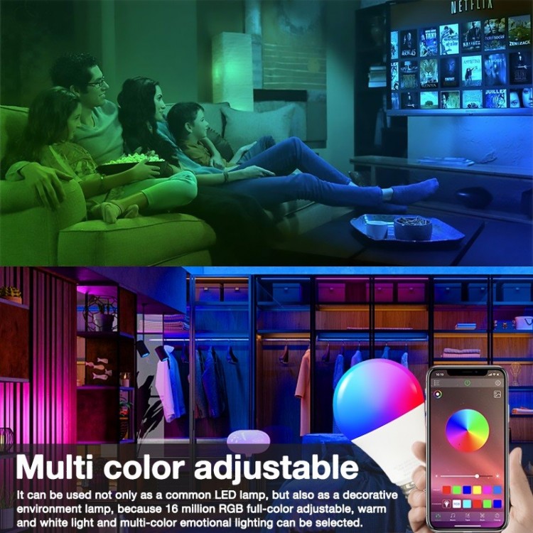 Wi Fi интелигентна крушка 9W - E27 RGBCW, LED Димируема крушка