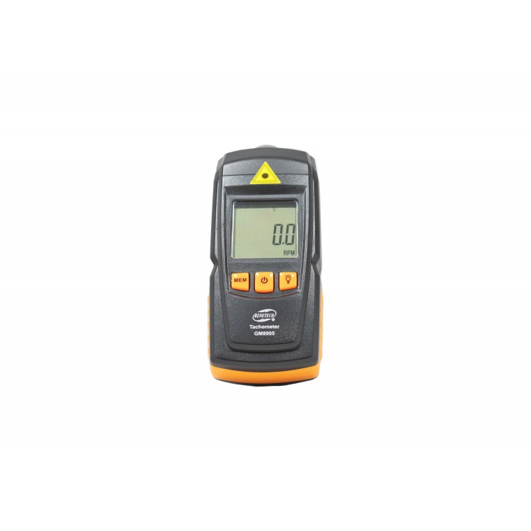 Тахометър безконтактен лазерен, 2,5 до 99 999 rpm, 50 до 500 мм дистанция, захранване 2 х ААА Тахометър безконтактен лазерен, 2,5 до 99 999 rpm, 50 до 500 мм дистанция, захранване 2 х ААА