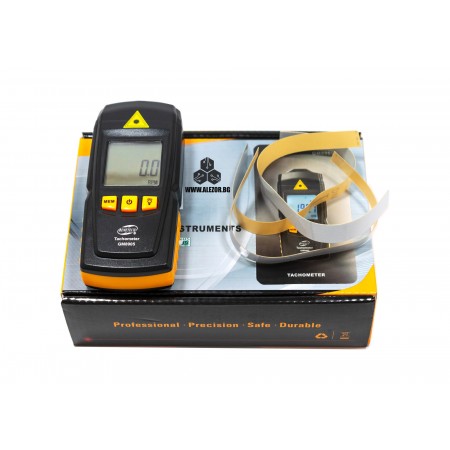 Тахометър безконтактен лазерен, 2,5 до 99 999 rpm, 50 до 500 мм дистанция, захранване 2 х ААА Тахометър безконтактен лазерен, 2,5 до 99 999 rpm, 50 до 500 мм дистанция, захранване 2 х ААА
