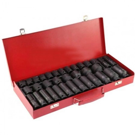 Комплект ударни вложки 1/2, 35 части - стандартни и дълбоки вложки Комплект ударни вложки 1/2, 35 части - стандартни и дълбоки вложки