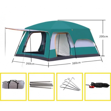 Голяма къмпинг палатка с две помещения 3.8х2.5х1.9