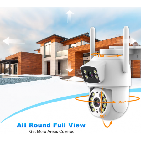 Въртяща Wi-Fi камера за наблюдение с два обектива Jortan