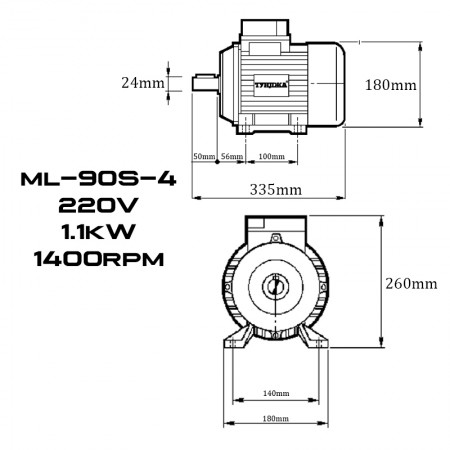 Електродвигател монофазен ТУНДЖА ML90S-4 1.1kW 1400 оборота/минута Електродвигател монофазен ТУНДЖА ML90S-4 1.1kW 1400 оборота/минута