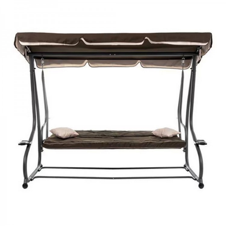 Триместна Градинска Люлка - 230х120х164cm - 350кг - кафява - SW-001 Триместна Градинска Люлка - 230х120х164cm - 350кг - кафява - SW-001