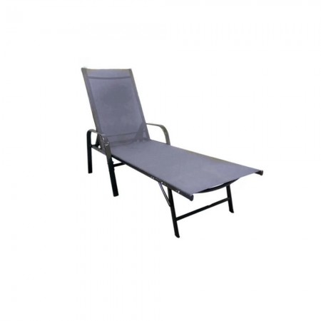 Текстилен Шезлонг с подлакътници-193х61х96cm-сив
