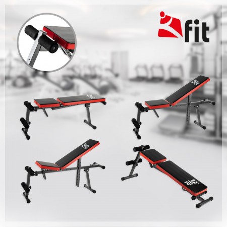 Промо-комплект Kfit Велоергометър Mount, Сгъваема лежанка Simple Flex, Стойки за лицеви опори, 3 фитнес-ластици и Фитнес-постелка