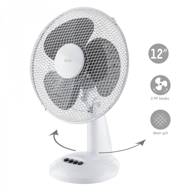 Вентилатор настолен 12'' Muhler FM-12, 30W, 3 перки Вентилатор настолен 12'' Muhler FM-12, 30W, 3 перки