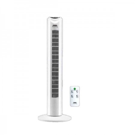 Вентилатор кула Ziel с дистанционно управление, 45 W, Бял, 81 см