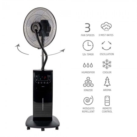 Вентилатор с водна мъгла 16" Diplomat DX-77 PHANTOM 7in1, 90W, мултифункционален, LED, дистанционно
