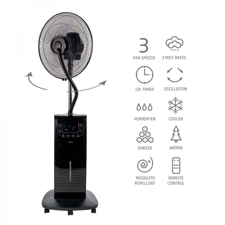Вентилатор с водна мъгла 16" Diplomat DX-77 PHANTOM 7in1, 90W, мултифункционален, LED, дистанционно Вентилатор с водна мъгла 16" Diplomat DX-77 PHANTOM 7in1, 90W, мултифункционален, LED, дистанционно