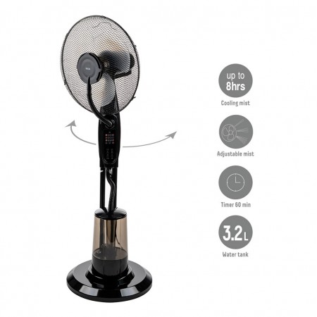 Вентилатор с водна мъгла 16'' Muhler MF-1609RC, 75W, LED, дистанционно